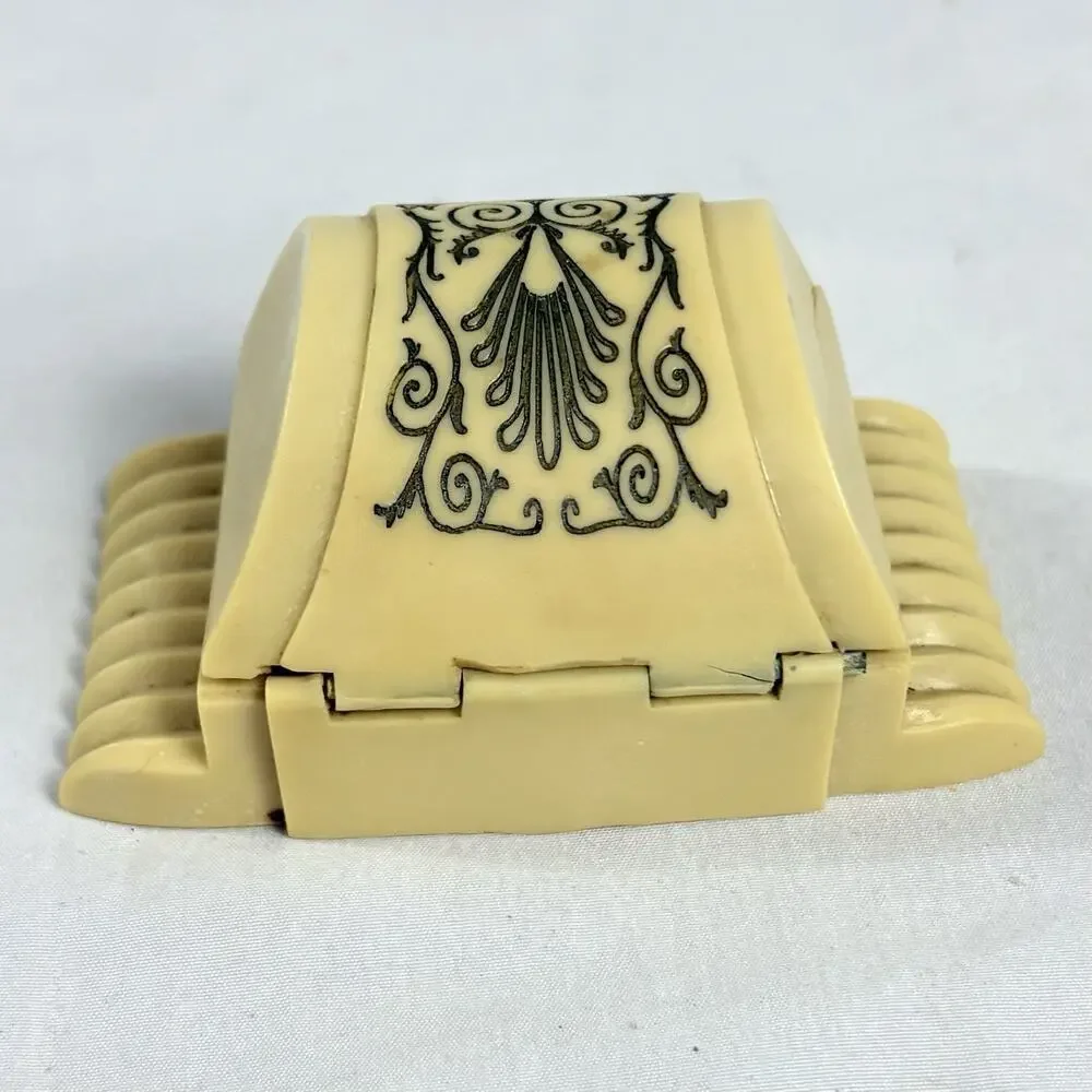 VTG Art Deco Celluloid Velvet Lined Ring Box W & S New York Made in USA - AS IS